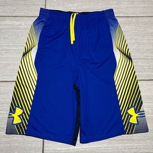 Under Armour Athletic Basketball Gym Fitness Shorts Size Youth XL | Blue/Yellow